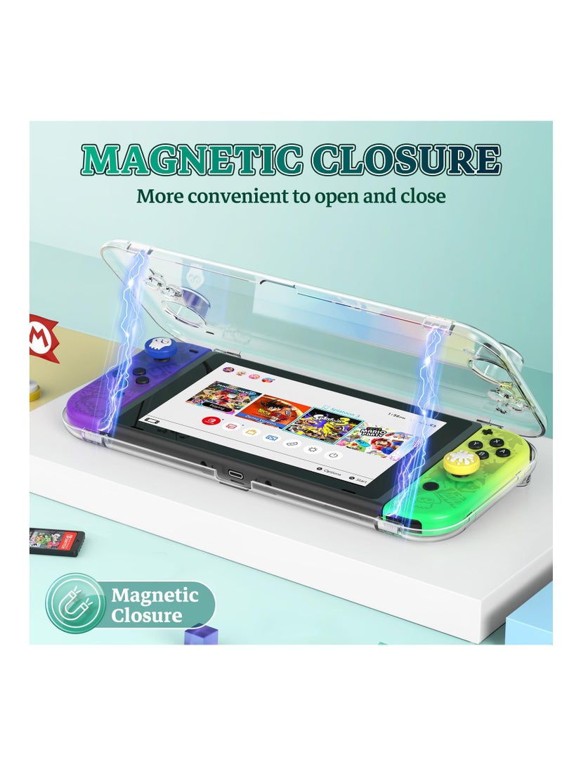 Excefore Transparent Case for Nintendo Switch OLED, Magnetic Closure Travel Case for Switch OLED, Comfort Grip Case with Shock-Absorption and Anti-Scratch Design, Transparent  - Image 4