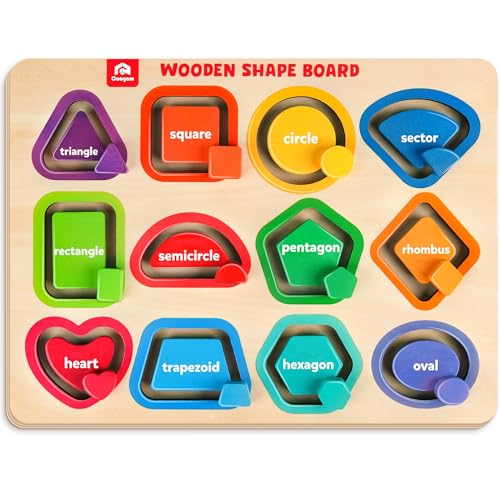 Coogam Wooden Color Shape Puzzle Board for Toddlers Movable Sorting and Stacking Montessori Peg Board Matching Game Activities Fine Motor Educational Learning Toys for Kids 3 4 5 Year Old - Image 1