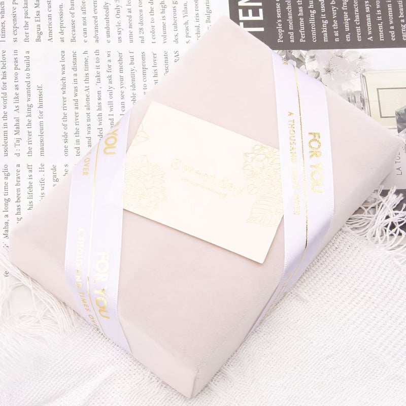 Black Golden Foil Lettered Satin Ribbon 5 Yard Floral Wrapping Bow - Image 2