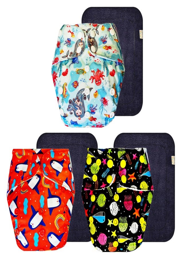 Dumbledo Premium Cloth Diaper with Black Insert (Pack of 3) | Snug Fit | Breathable | Adjustable Snaps | Everyday Diapering Essential | 3 Months - 3 Years | Unisex Baby - Image 1