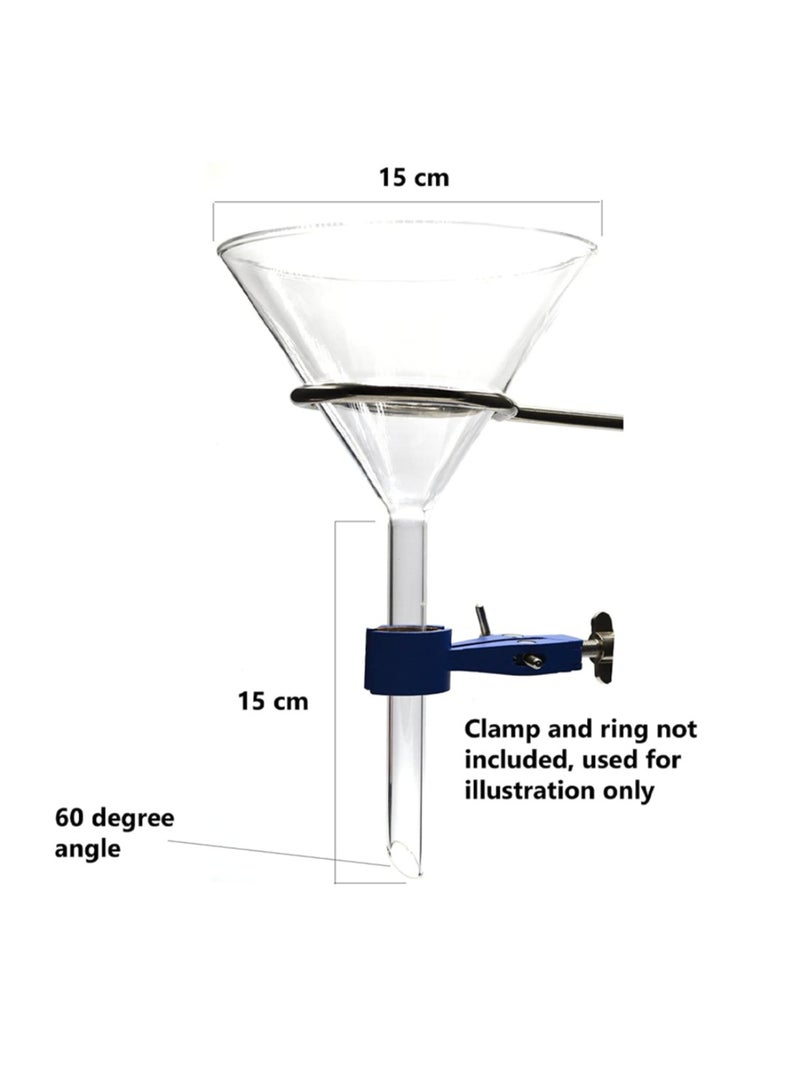 كينغ ماريوت قمع زجاجي بوروسيليكاتي 3.3 ثقيل الواجب | قطر خارجي 150 مم | زاوية 60 درجة | قطر ساق 17 مم، ترشيح دقيق للسوائل والمساحيق | مثالي لتجارب المختبرات في الكيمياء والأحياء   You - Image 2
