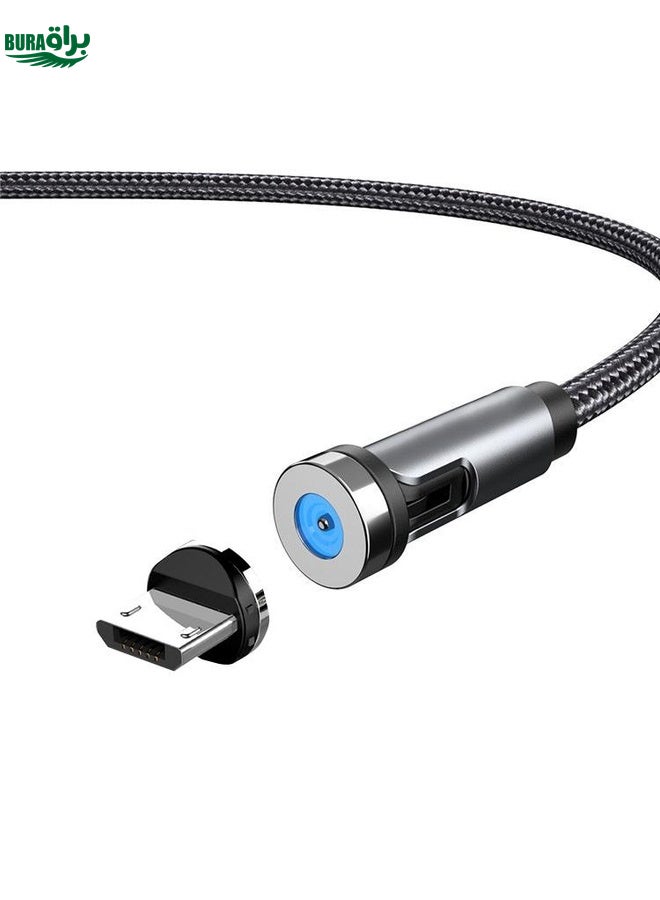 BURAQ CC56 Micro USB Magnetic Interface Dust Plug Rotating Data Charging Cable, Cbale Length: 1m(Black) - Image 1