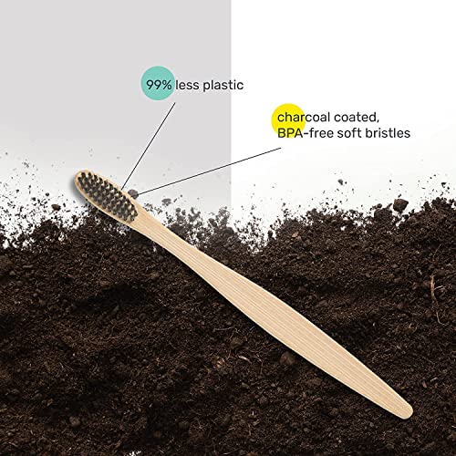 awenest Bamboo Toothbrush With Charcoal Activated Soft Bristles - Pack Of 3 | Treated With Neem Oil | For Fungus Protection | Bpa Free, Biodegradable And Compostable Handle | Eco-friendly | - Image 4