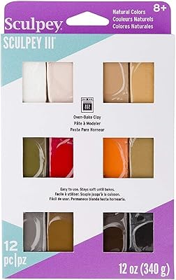 Sculpey Sculpey III 12 Natural Colors of Polymer Oven-Bake Clay, Non Toxic 12 oz., great for modeling, sculpting, holiday, DIY  - Image 1