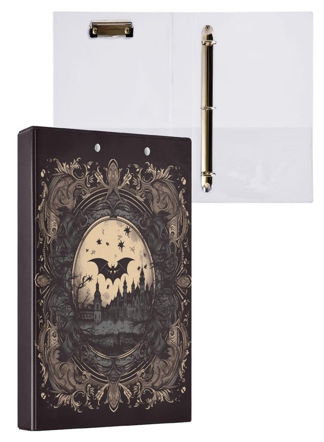 JUNZAN Retro Bats Goth Castle Black Three Rings Binder 1-1/2 Inch Notebook Binders with Interior Pockets 1/2 Pack School Binders 200 Sheets - Image 1
