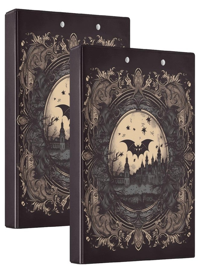 JUNZAN Retro Bats Goth Castle Black Three Rings Binder 1-1/2 Inch Notebook Binders with Interior Pockets 1/2 Pack School Binders 200 Sheets - Image 2