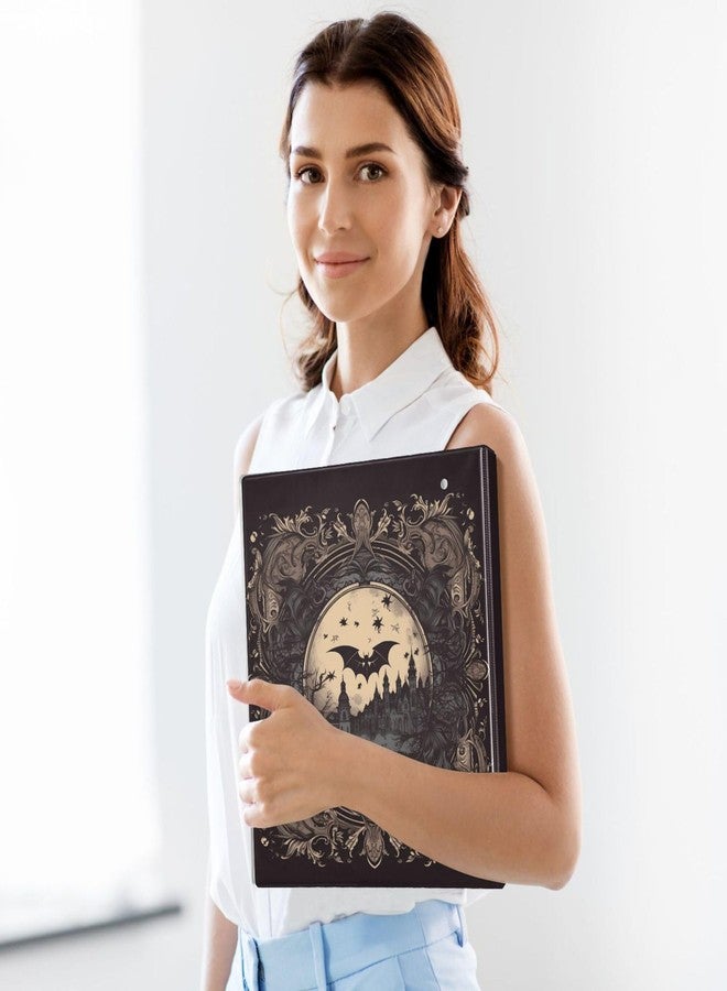JUNZAN Retro Bats Goth Castle Black Three Rings Binder 1-1/2 Inch Notebook Binders with Interior Pockets 1/2 Pack School Binders 200 Sheets - Image 5