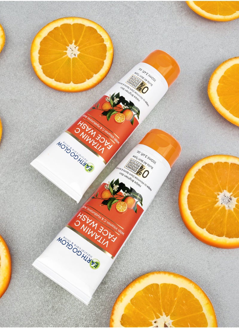 EARTH GO GLOW - Brightening Vitamin C Face Wash - Reduces Pigmentation & Dark Spots | Cleanses & Moisturizes | Enriched with Hyaluronic Acid & Licorice Extracts - 100ml - Image 1