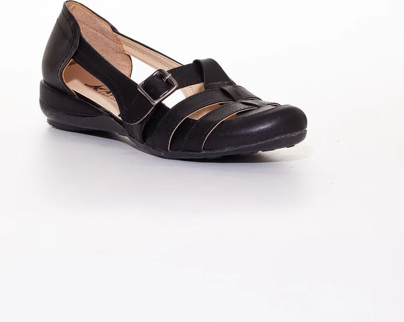 Dilimler Ayakkabı Slices Shoes Buckle Black Women's Ballerinas