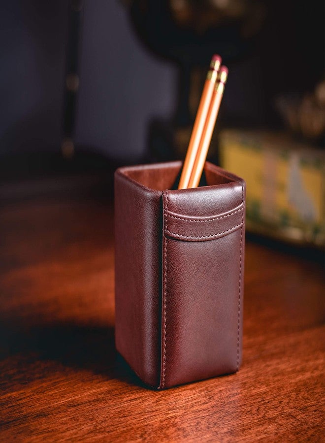 Dacasso Leather Pencil Cup - Luxury Cup Storage for Pens, Pencils, & Office Accessories - Elegant Pen Organizer & Executive Desk Decor - (Chocolate Brown) - Image 4