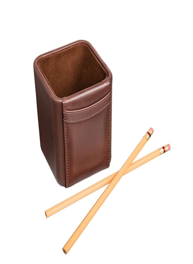 Dacasso Leather Pencil Cup - Luxury Cup Storage for Pens, Pencils, & Office Accessories - Elegant Pen Organizer & Executive Desk Decor - (Chocolate Brown) - Image 2