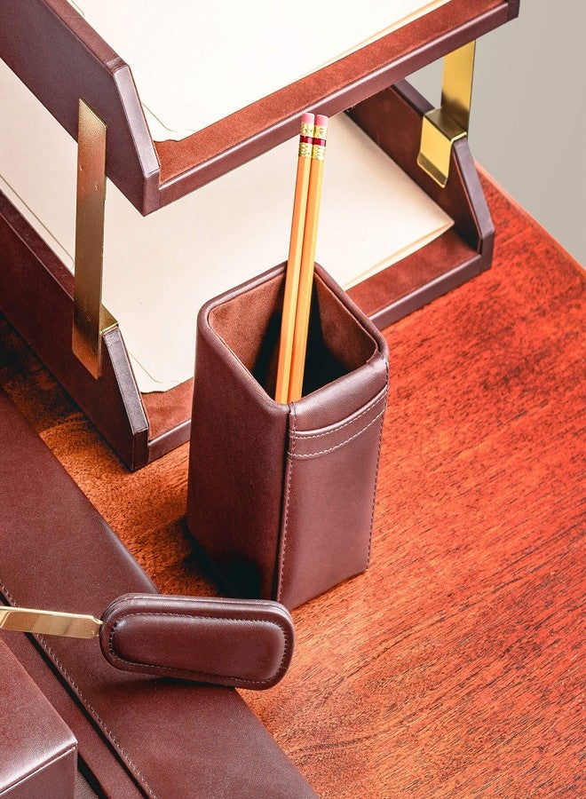 Dacasso Leather Pencil Cup - Luxury Cup Storage for Pens, Pencils, & Office Accessories - Elegant Pen Organizer & Executive Desk Decor - (Chocolate Brown) - Image 5