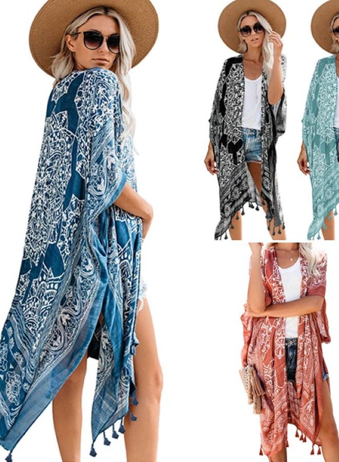 Ladies Resort Print Loose Pocket Jacket - Image 2