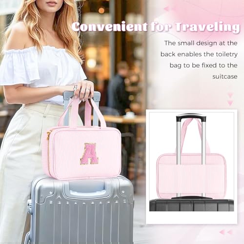 Fystdtote Gifts for Teen Girls Women Personalized Toiletry Bag Initial Makeup Bag Travel Cosmetic Bag 8 9 10 11 12 13 14 15 16 Years Old Girl Gift Trendy Stuff Pink A - Image 3