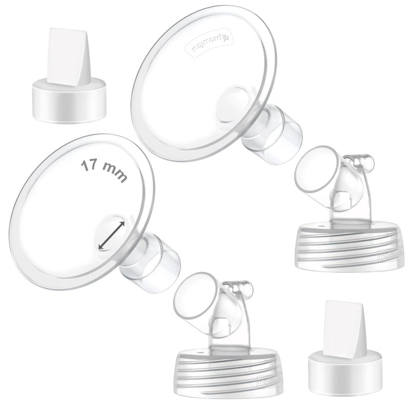 2X 17 mm Maymom TwoPiece Wide Neck Pump Parts Compatible with Spectra S1Spectra S2 Pumps and 2 Valves Incl Wide Mouth Flanges Not Original Spectra Flange 17mm Flange with Valve