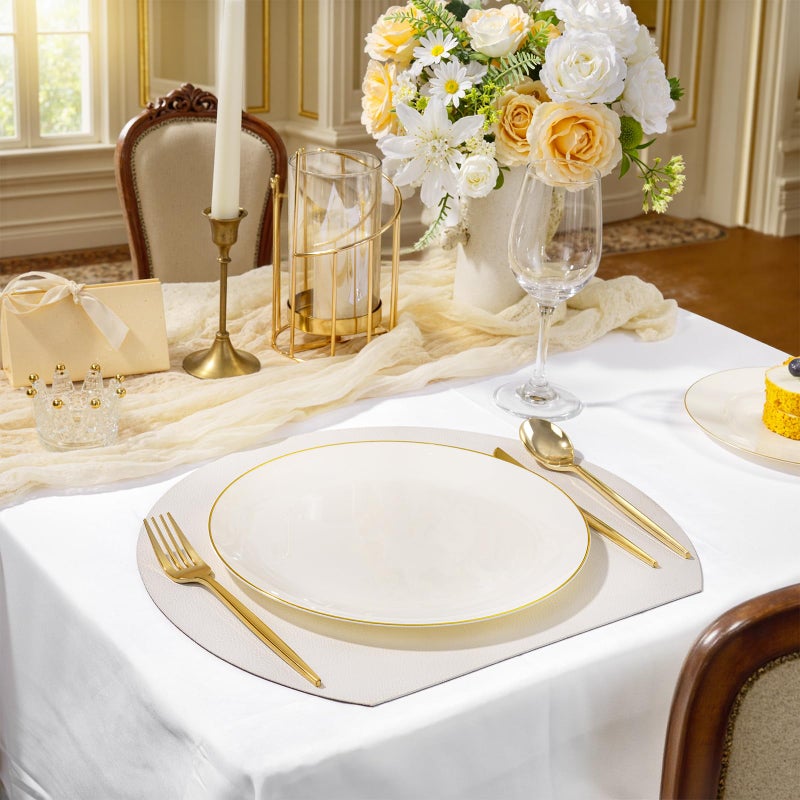 bUCLA 200PCS Ivory Plastic Plates with Gold Rim - Heavy Duty Cream Disposable Include 100 Dinner 10 inch & 100 Dessert 7 inch Plates, Ideal for Party & Wedding - Image 4
