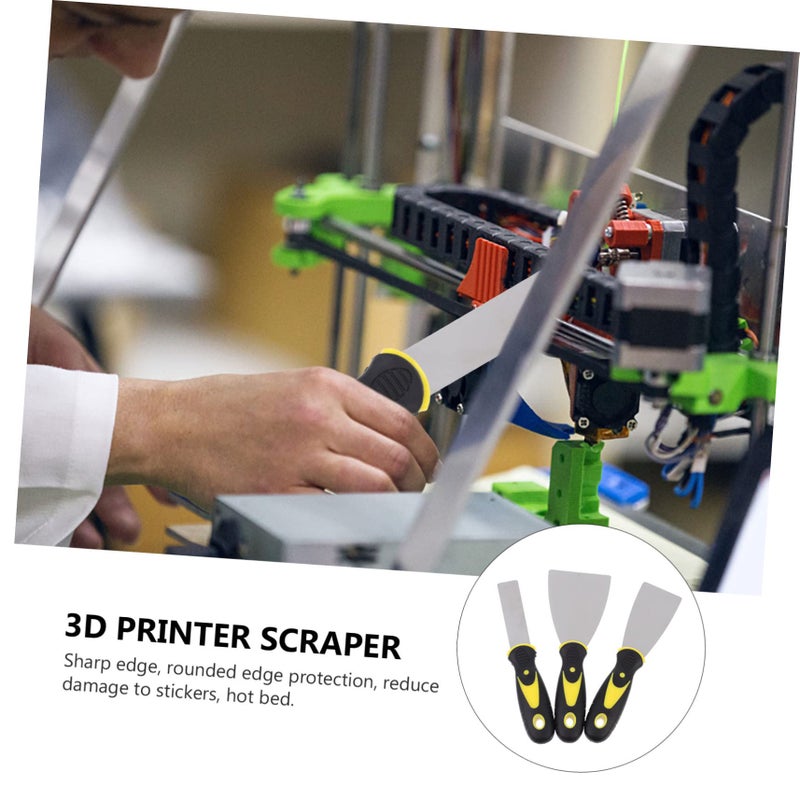 3Pcs Stainless Steel 3D Printer Bed Scraper Set With Rubber Handle For Easy Print Removal - Image 5