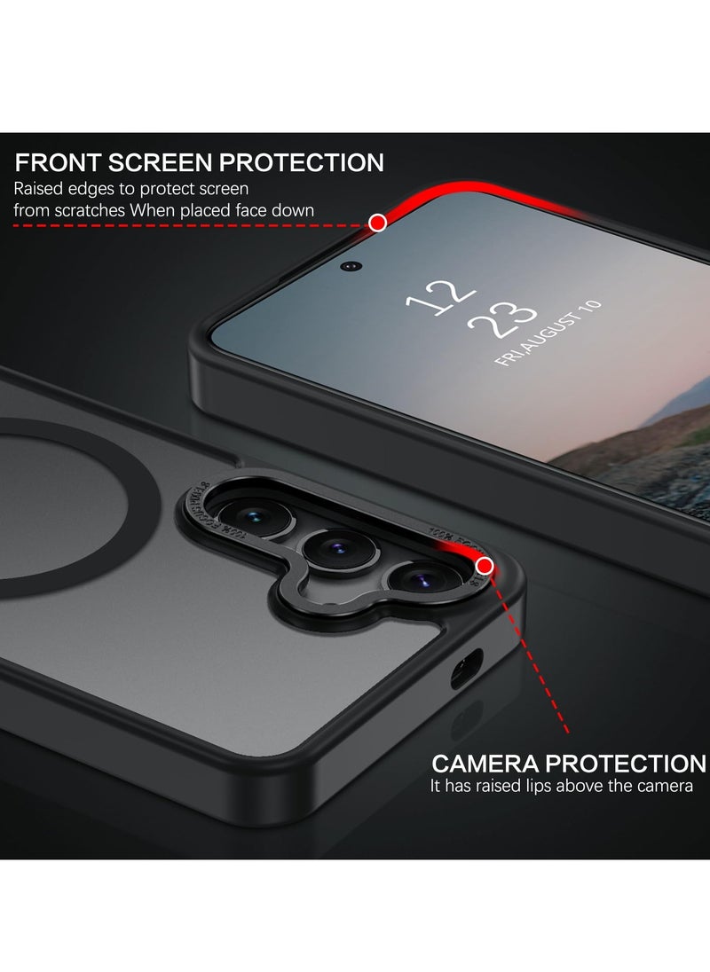Eligo for Samsung S25 Plus Case, Compatible with MagSafe, Magnetic Translucent Matte Back Shockproof Cover with Strong Magnet, Slim Thin Full Protection Phone Case for Galaxy S25 Plus 5G (Black)  - Image 4