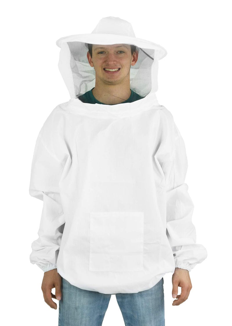 VIVO Professional White Large Beekeeping Suit, Jacket, Pull Over, Smock with Veil, BEE-V105 - Image 1