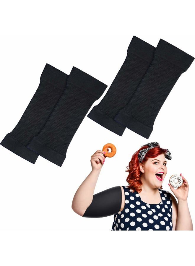 Satinior 2 Pairs Arm Shapers for Plus Size Women, Upper Arm Sleeves Wraps Slim Arm Compression Sleeve for Arms (Black) - Image 1