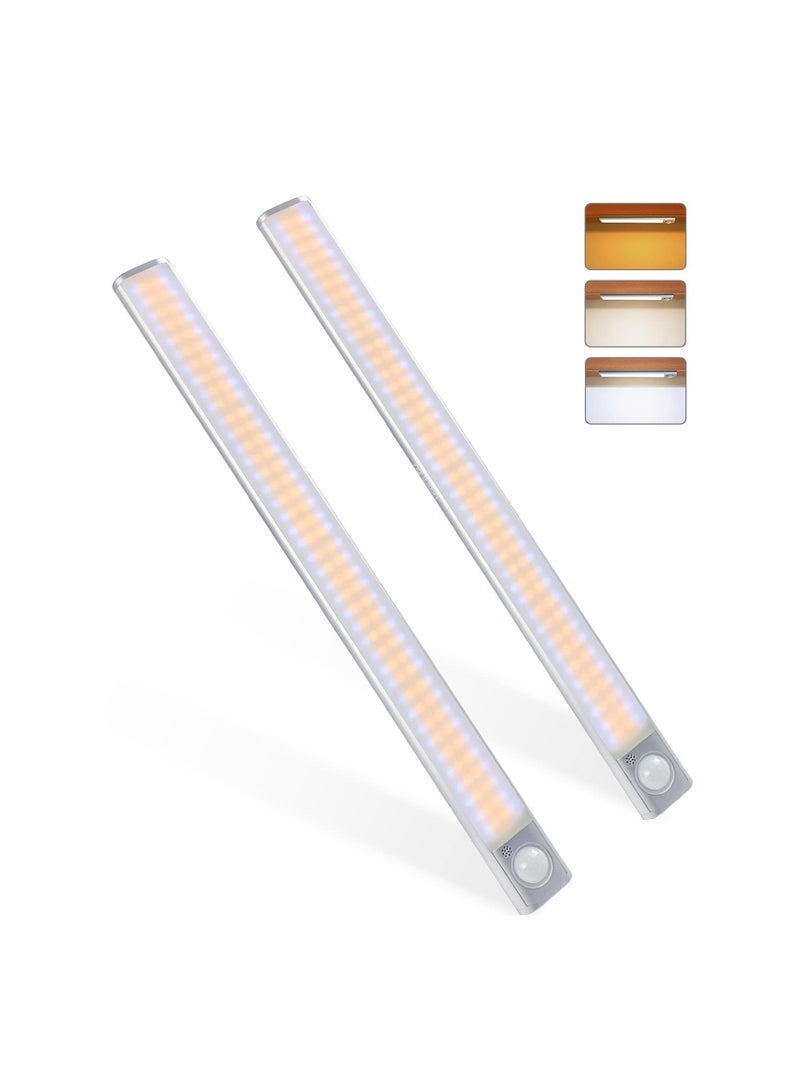 ميرتورم مصابيح 160 LED اسفل الخزانة من ميرتورم قابلة لاعادة الشحن (قطعتين)، بمستشعر حركة، بطارية 1800 مللي امبير بدون درجات تعتيم، تركيب مغناطيسي، لخزانة الملابس وخزانة الطعام والخزانة الجانبية والمطبخ - Image 1