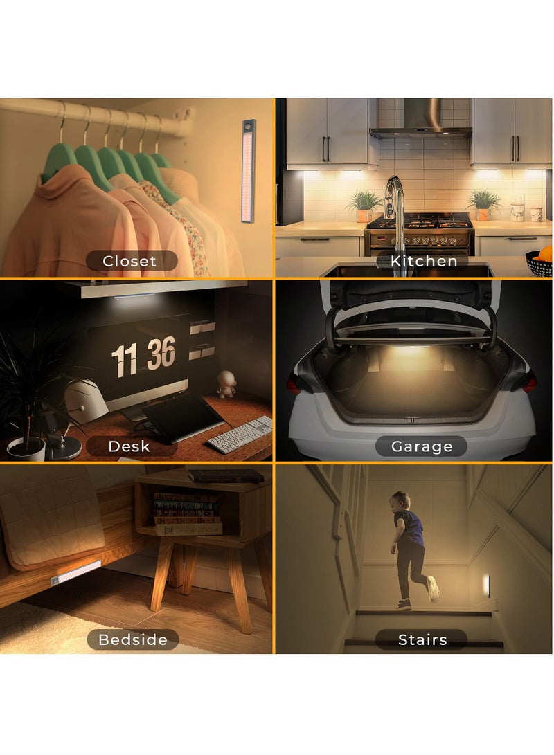 ميرتورم مصابيح 160 LED اسفل الخزانة من ميرتورم قابلة لاعادة الشحن (قطعتين)، بمستشعر حركة، بطارية 1800 مللي امبير بدون درجات تعتيم، تركيب مغناطيسي، لخزانة الملابس وخزانة الطعام والخزانة الجانبية والمطبخ - Image 4