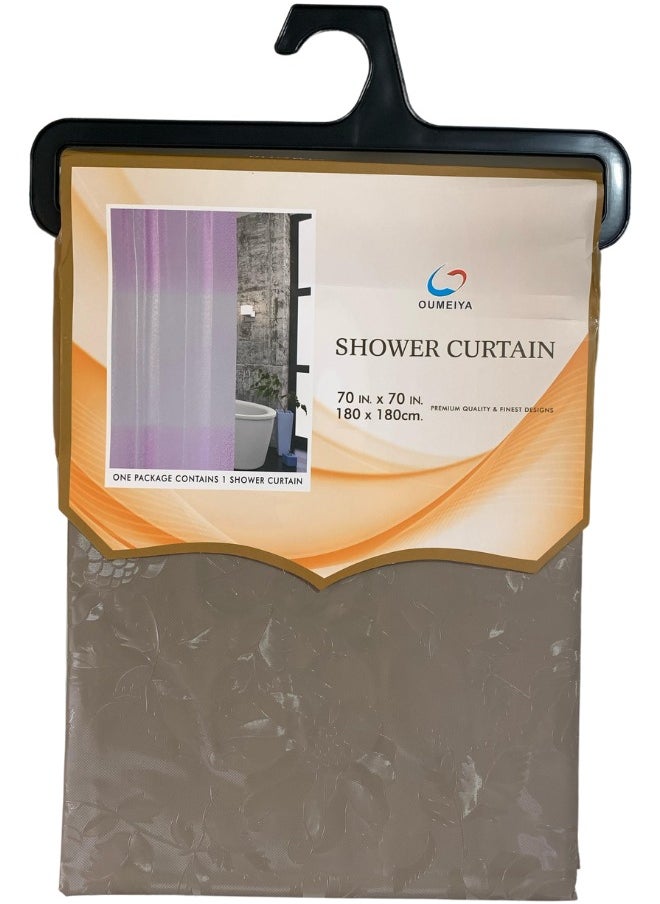 Generic Shower Curtain 180x180 cm, Water Proof, Plaid (Beige) 