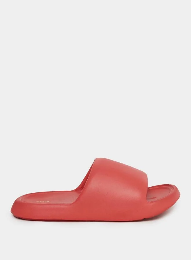 Styli Styli Women Red Comfort Slides