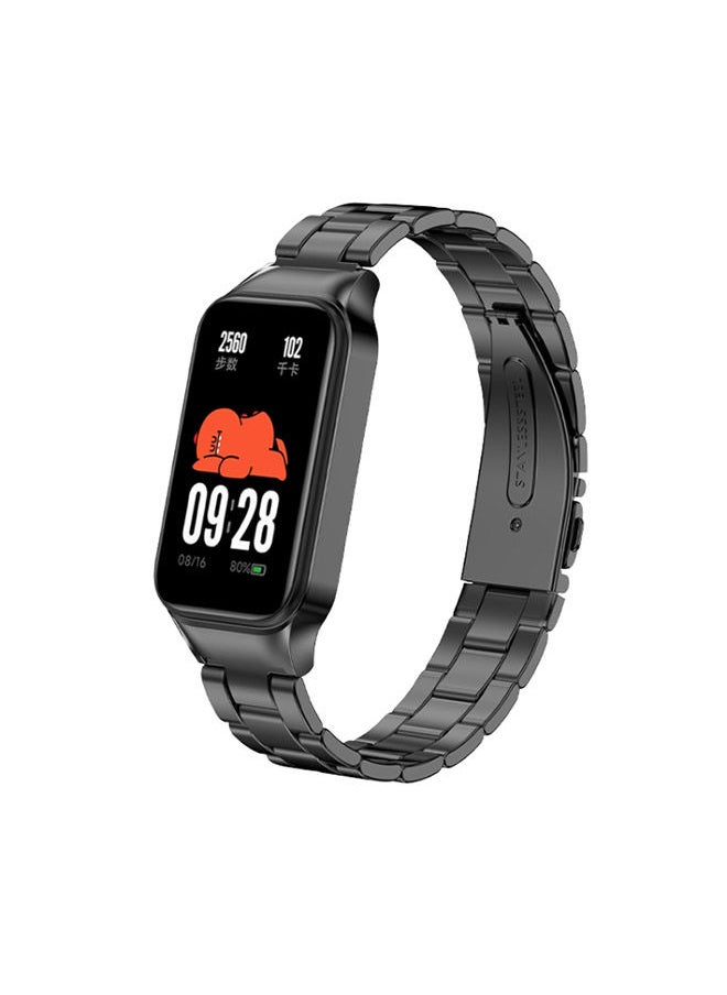 O Ozone Metal Band for Xiaomi Redmi Smart Band 2 3 beads Stainless Steel Metal Bracelet for Redmi Band 2 Smart Wristbands Replacement Watchbands Accessories for Men Women - Black  - Image 1