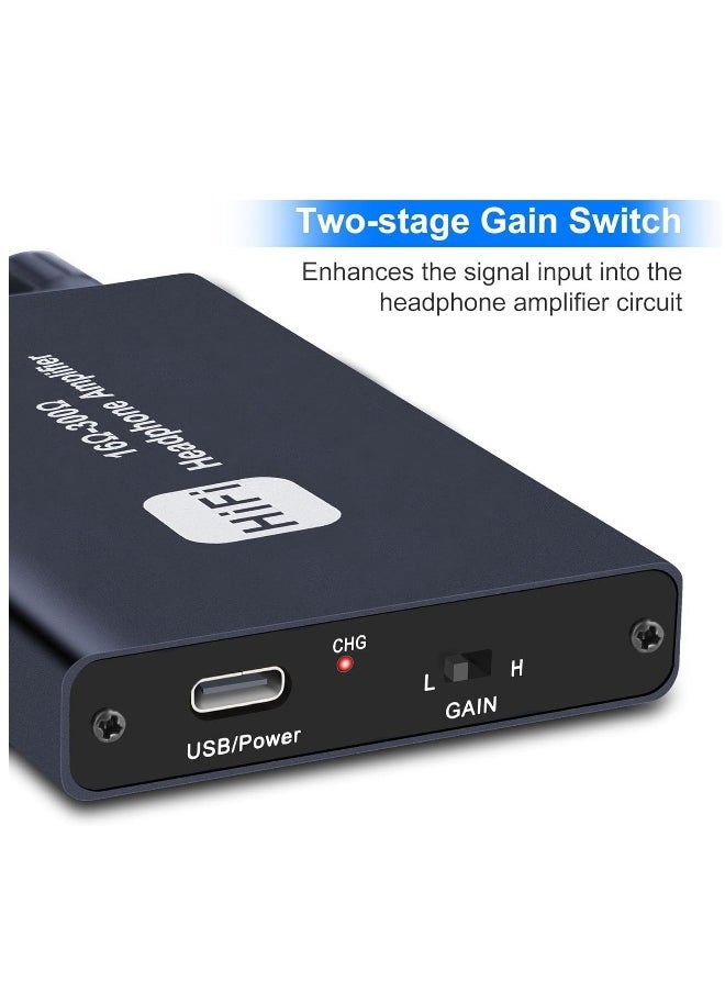 Generic Headphone Amplifier Two-Stage Gain Switch, Portable Headphone Amp for MobilePhone and PC 3.5mm Stereo Audio Input Out Space Grey  - Image 2
