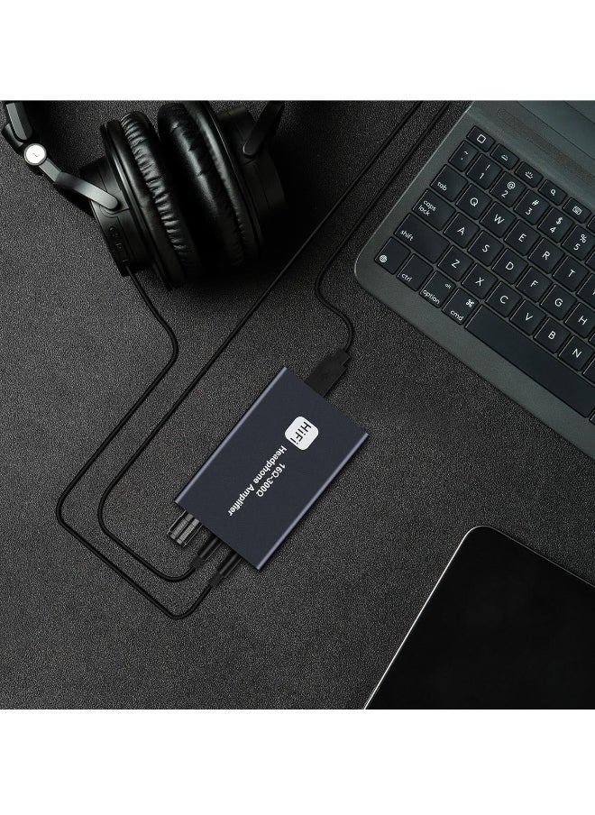 Generic Headphone Amplifier Two-Stage Gain Switch, Portable Headphone Amp for MobilePhone and PC 3.5mm Stereo Audio Input Out Space Grey  - Image 5