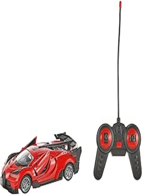 Generic Plastic Racing Car With Radio Control Remote Control And Light System For Boys - Red Black
