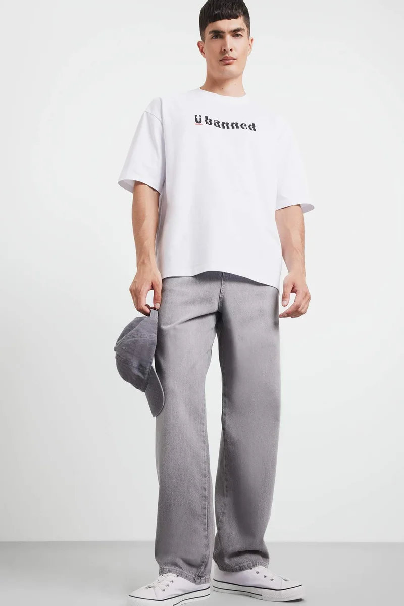 ديفاكتو 100% Cotton Baggy Fit Wide Leg Jeans