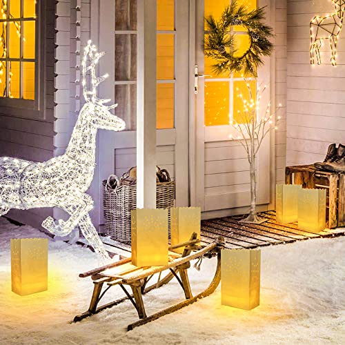 AceList 30 Set Luminaries Bag with Flameless Candles， Flickering LED Tea Lights with Paper Luminary Bags Battery Operation for Wedding Party,Halloween, Thanksgiving, Christmas Decoration（Sun） - Image 5