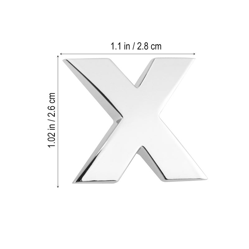 3D DIY Metallic Alphabet Sticker Car Emblem Letter Silver Badge Decal(Silver X) - Image 2