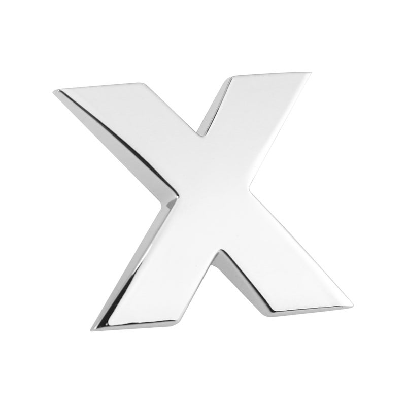 3D DIY Metallic Alphabet Sticker Car Emblem Letter Silver Badge Decal(Silver X) - Image 1