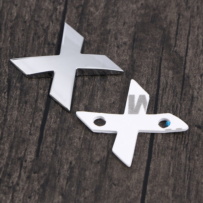 3D DIY Metallic Alphabet Sticker Car Emblem Letter Silver Badge Decal(Silver X) - Image 5