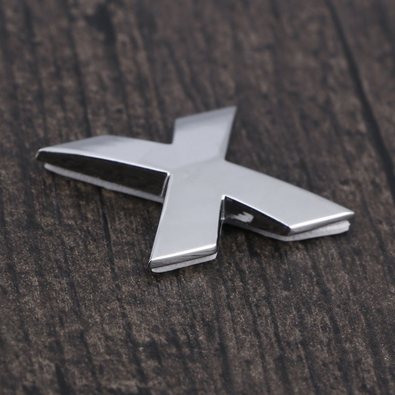 3D DIY Metallic Alphabet Sticker Car Emblem Letter Silver Badge Decal(Silver X) - Image 3
