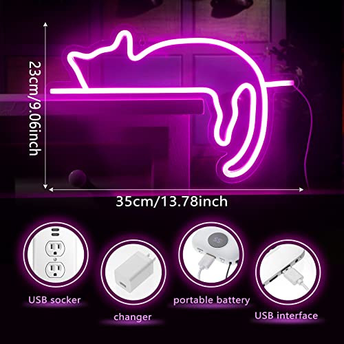 Kathfly Cat Neon Signs Lights Decor Animal USB Operated Decorative LED Neon Light Sign for Home Wall Party Wedding Birthday Kids or Girls Room(Lovely Cat) - Image 2