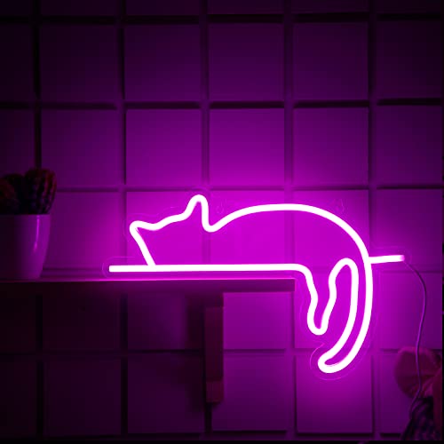 Kathfly Cat Neon Signs Lights Decor Animal USB Operated Decorative LED Neon Light Sign for Home Wall Party Wedding Birthday Kids or Girls Room(Lovely Cat) - Image 1