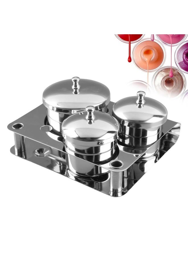 ZERONE Nail Liquid Container, Mini Stainless Steel Dish Pot Liquid Powder Cup Lid Bowl Nail Art Tools Acrylic Nail Art Equipment Mini Bowl Cup Tray Pot Container Organizer Holder with Lid, 3pcs - Image 2
