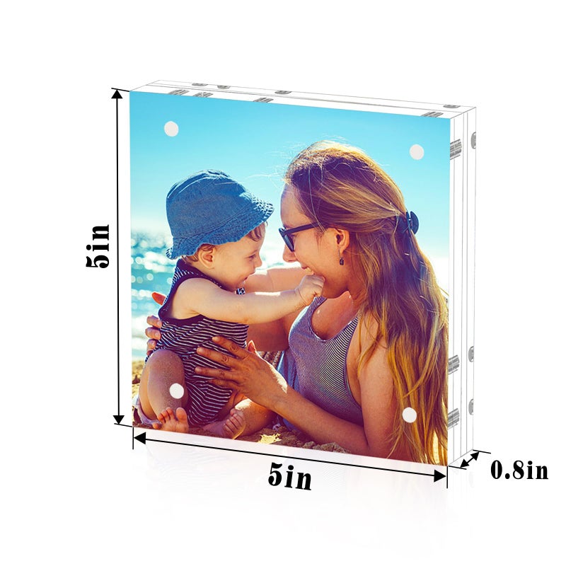 HELPLEX Acrylic Frame  3 Pack 5x5 Acrylic Picture Frames  20mm Thicker Frameless Clear Frame Double Sided Magnetic Frame  Free Standing Desktop Display Stand Acrylic Frames - Image 2