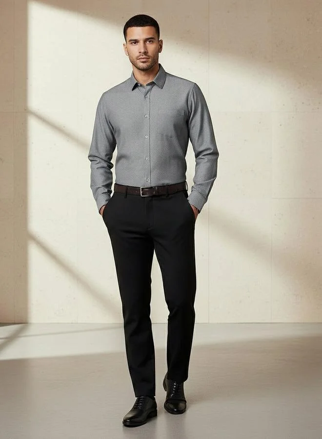 سبلاش فيڤ قميص رجالي بأكمام طويلة وياقة بقصة ضيقة وملمس مميز