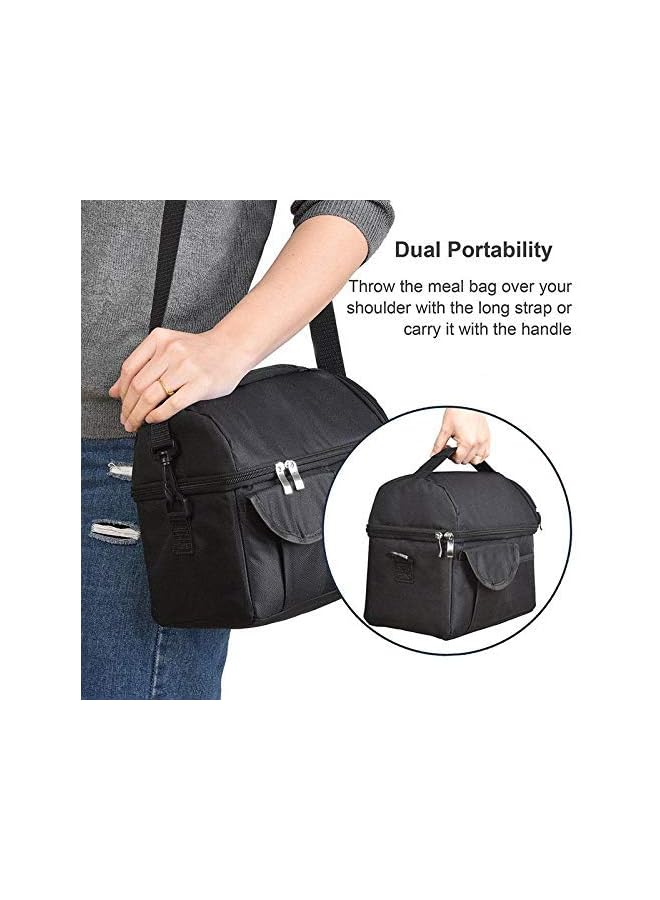 S-TOP Black Lunch BagREUsable Insulated Thermal BagWomen Men Multifunctional 8L Cooler And Warm KeepingLunch Box Leakproof Waterproof - Image 2