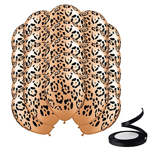 BOGAZNET 25PCS Leopard Cheetah Print Balloons Cheetah Leopard Print Jungle Animal Safari Balloons - Image 1