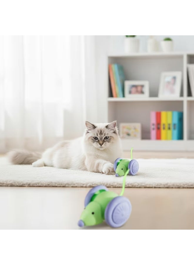 Pet Mate Green Smart Automatic Interactive Cat Toy – USB Rechargeable Mouse Teaser with LED Lights, Silent Operation, Auto On/Off & Obstacle Avoidance for Indoor Kittens and Cats| Green- purple - Image 4