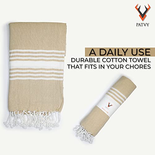 PATVY Bath Towels| Light Weight Turkish Style Bath Towels For Men Large Size Cotton|75 X 150Cm Quick Absorption &Faster Drying Bath Towel For Women| 100% Cotton (Pack Of 2, Beige & Royal Blue), 90 TC - Image 4