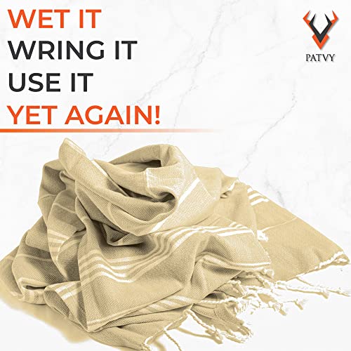 PATVY Bath Towels| Light Weight Turkish Style Bath Towels For Men Large Size Cotton|75 X 150Cm Quick Absorption &Faster Drying Bath Towel For Women| 100% Cotton (Pack Of 2, Beige & Royal Blue), 90 TC - Image 3