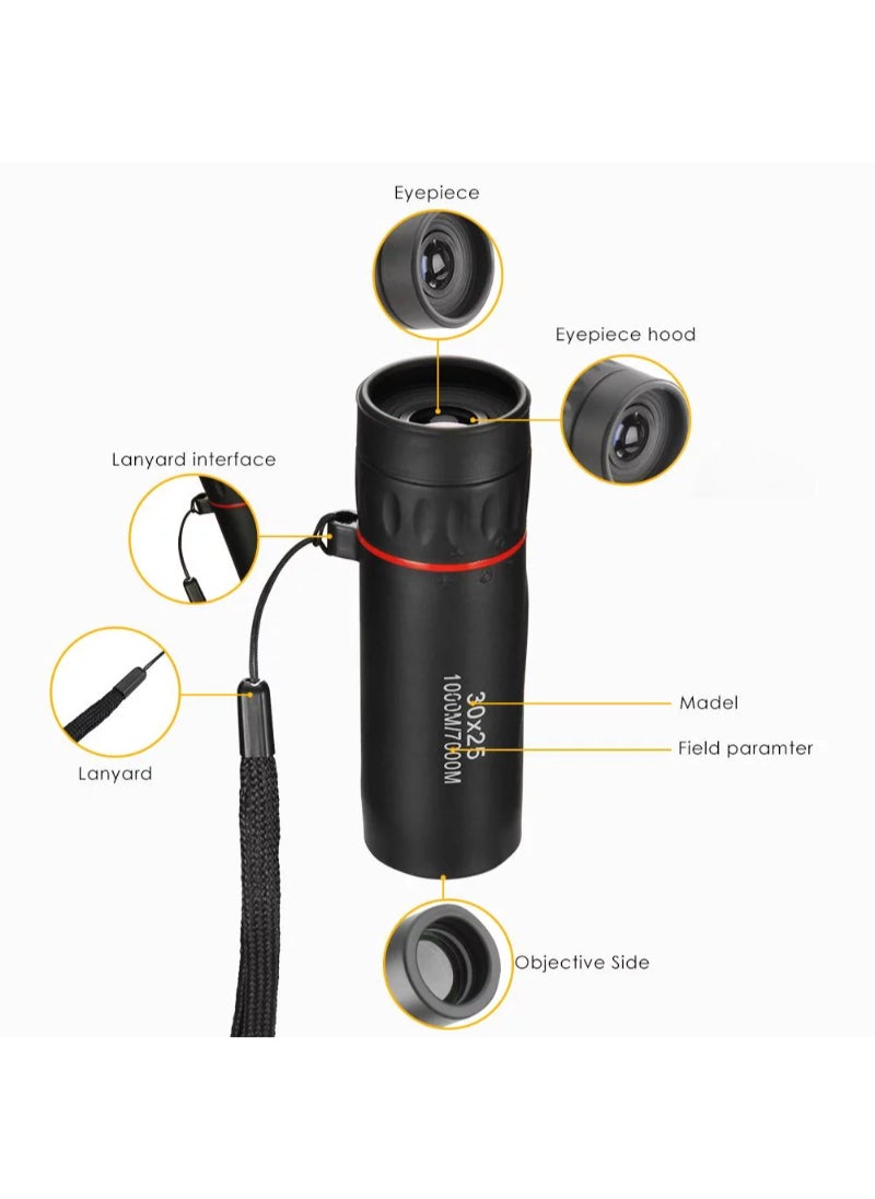 AROAQ - Mini Pocket Monocular Scope Zoom Telescope Handy Optics Scope For Outdoor Camping Hiking Traveling Hunting Compact Rifle Magnifying 30X - Image 1