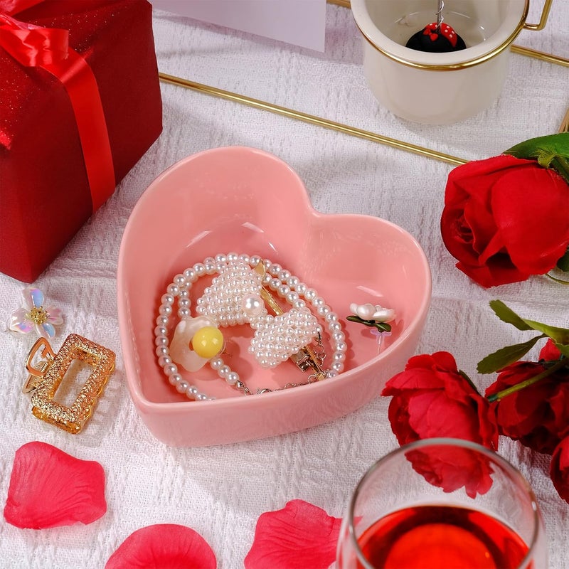 WHJY Set of 2 Cute Heart Shaped Bowls Pink Candy Dish Bowl for Valentines Day - Image 5